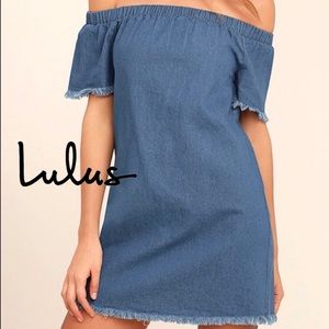 EUC Lulu’s Off The Shoulder Denim Mini Dress L